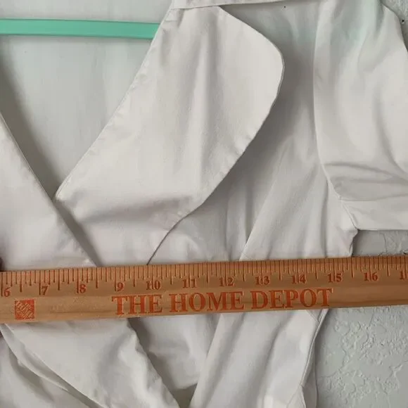 Harve Benard Element White Tortoise Shell Detail Blouse Size 4 - Picture 3 of 8